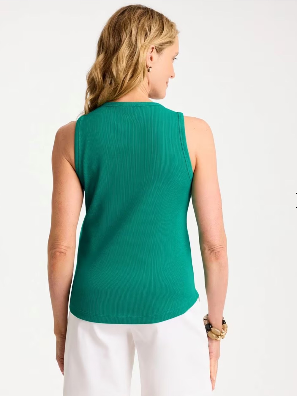 High Neck Rib Tank Green - Picture 2 of 3